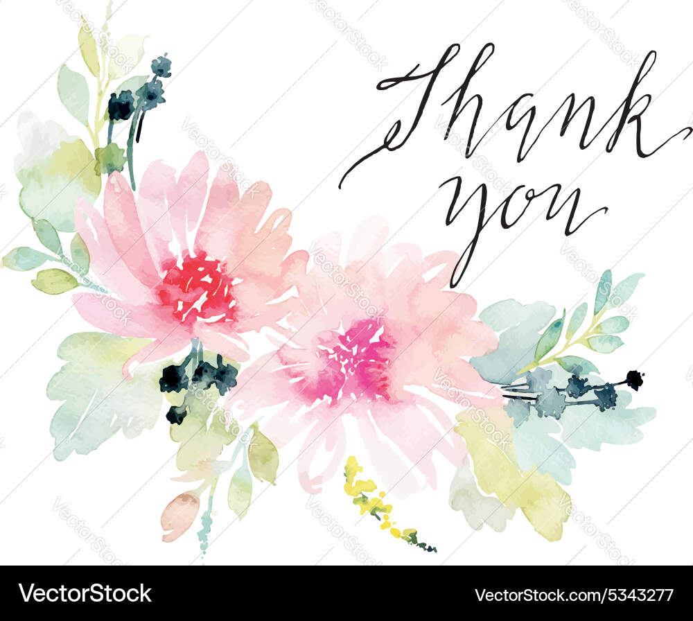 Watercolor Floral Greeting Card Vector Image
