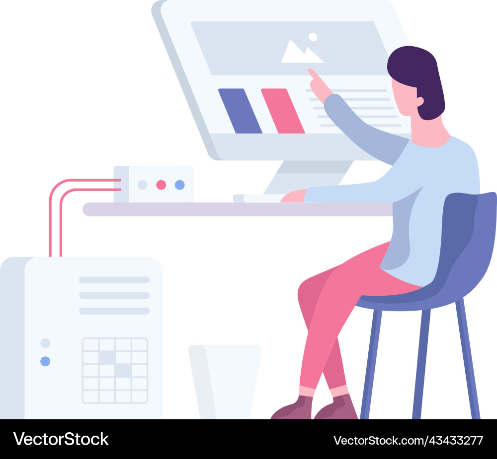 Web developer working on front end icon Vector Image
