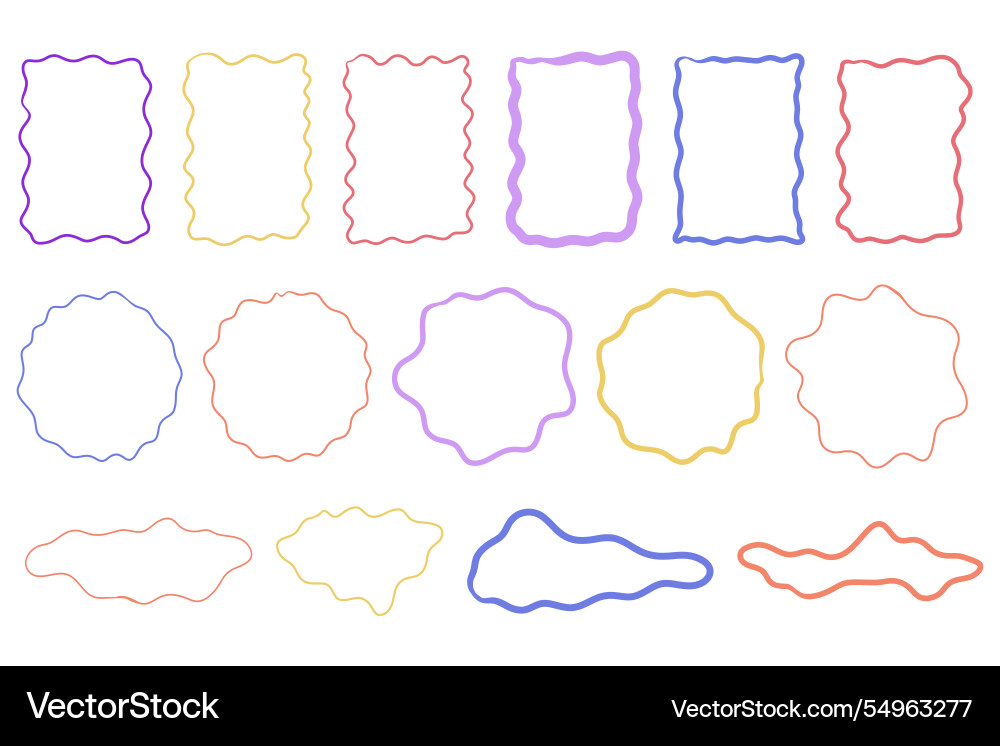 Zig zag frame border squiggle wavy set underline Zig zag frame border squiggle wavy set underline vector image