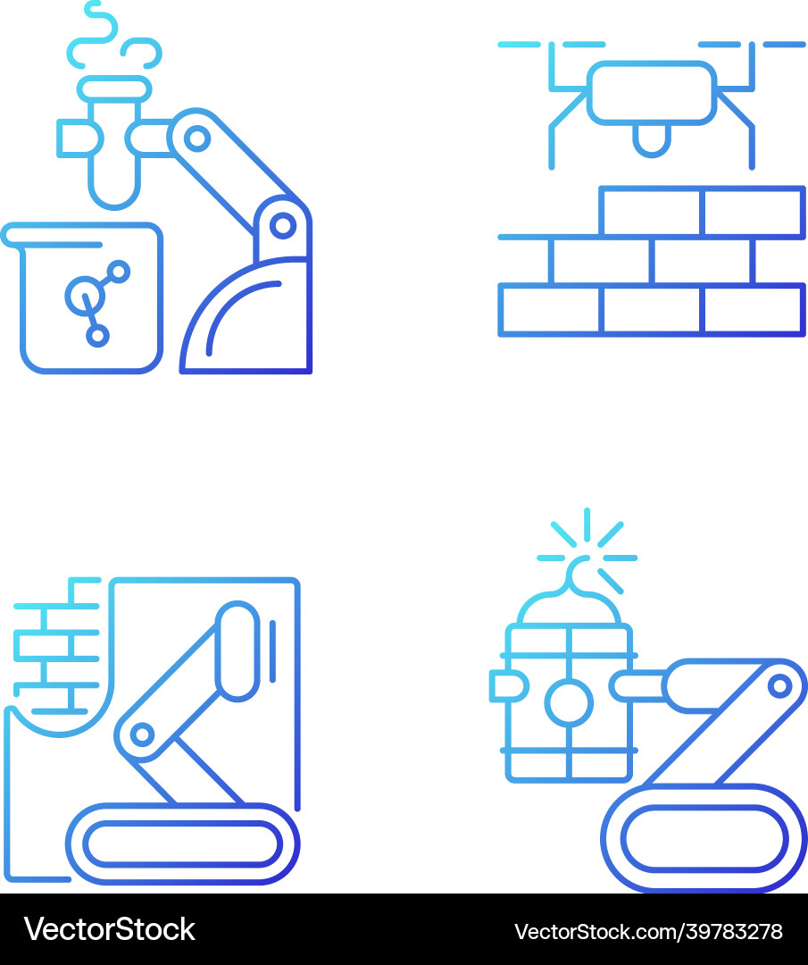 Automation in different industries gradient Automation in different industries gradient vector image