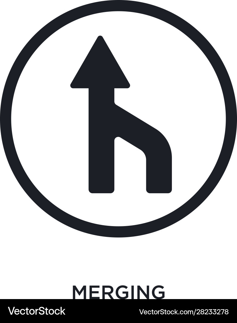 Black merging isolated icon simple element from vector image