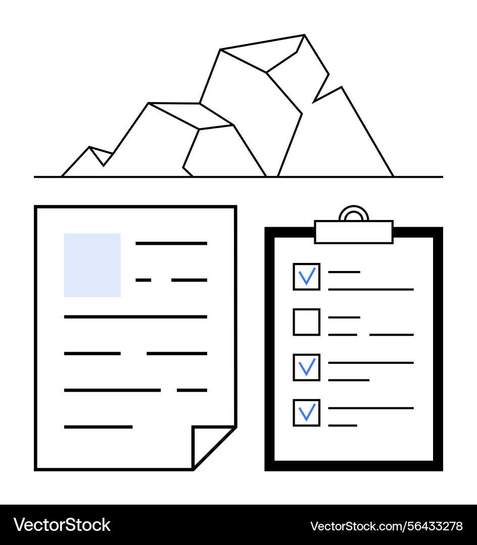 Checklist and document in front of geometric Checklist and document in front of geometric vector image