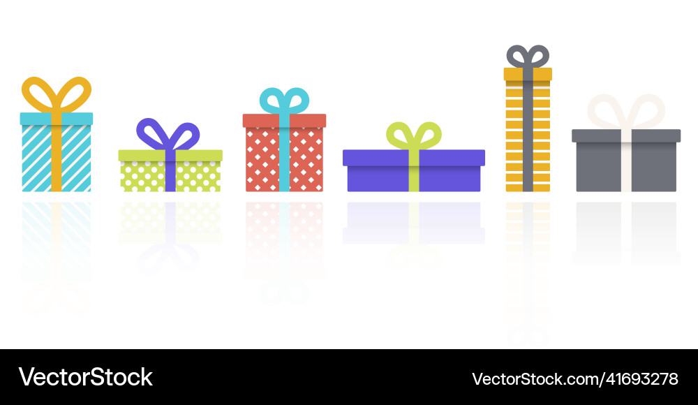Christmas and new year gift boxes in a flat style Christmas and new year gift boxes in a flat style vector image