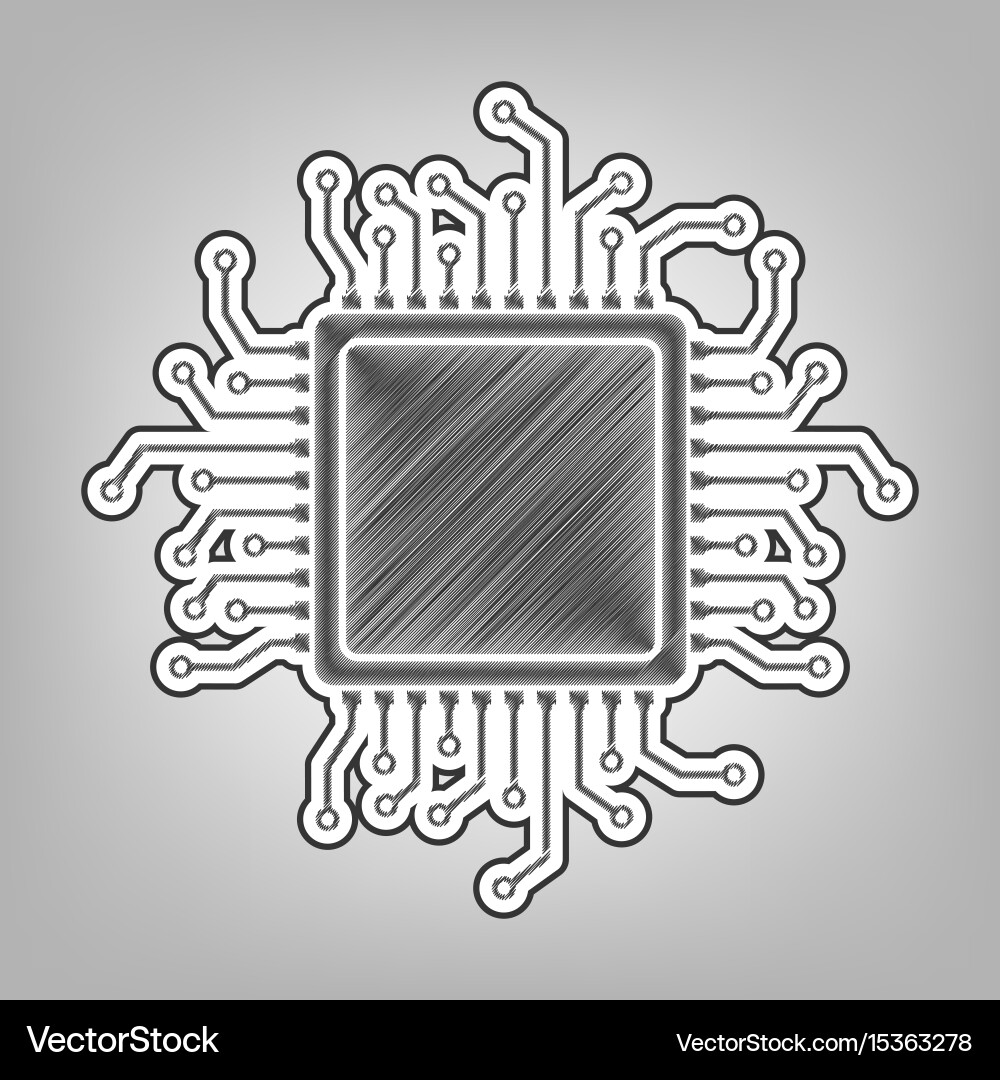 Cpu microprocessor pencil vector image