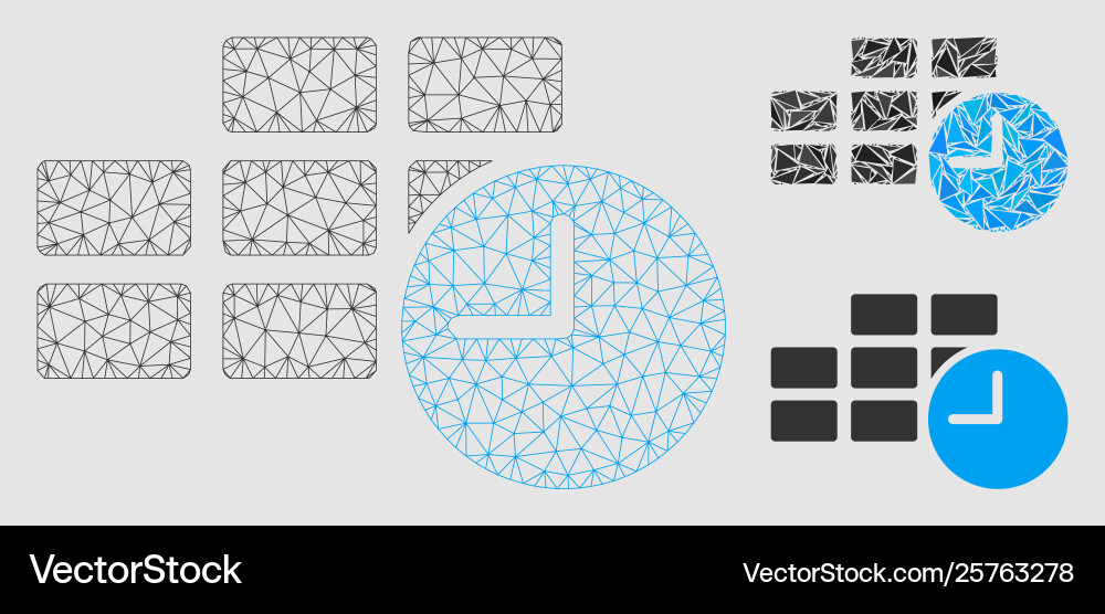 Date time mesh carcass model and triangle Vector Image