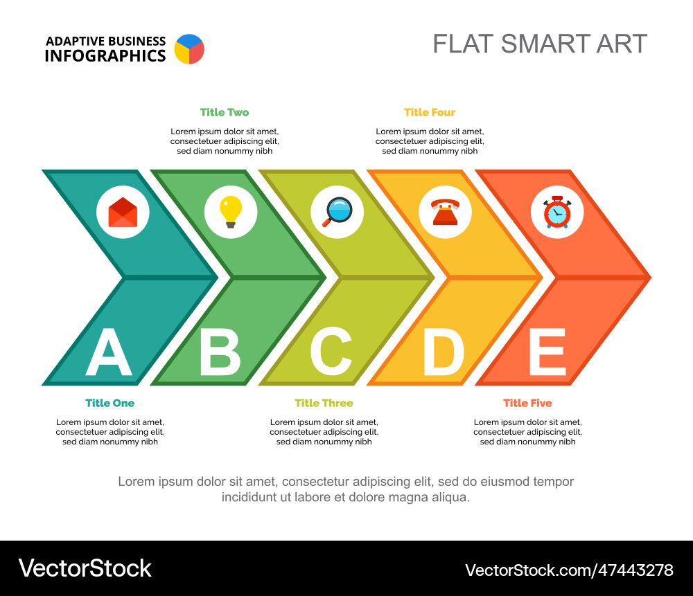 Five options workflow slide template Five options workflow slide template vector image