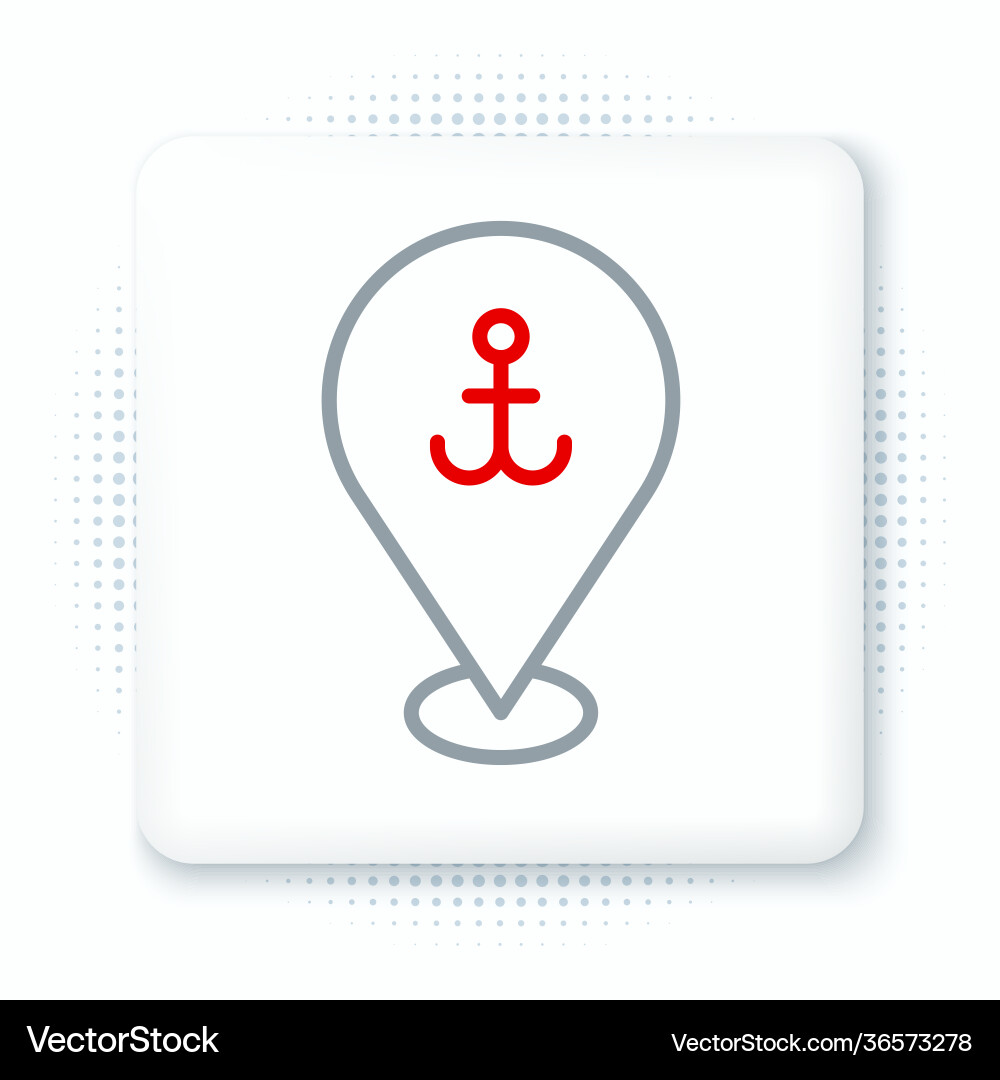 Line map pointer with anchor icon isolated Line map pointer with anchor icon isolated vector image