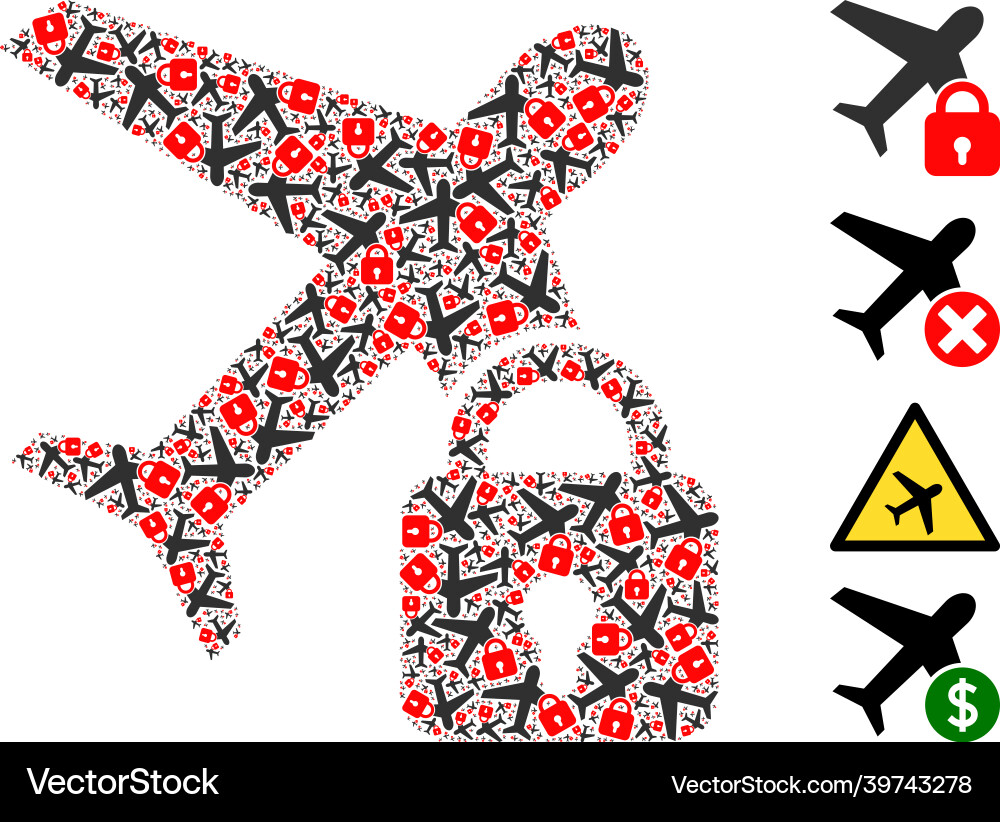 Locked airplane icon recursion mosaic Vector Image