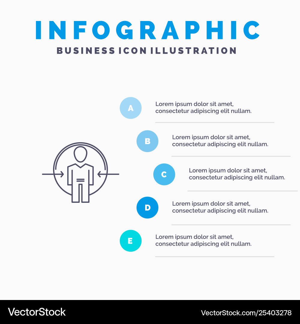 Man user login id identity line icon with 5 steps Vector Image