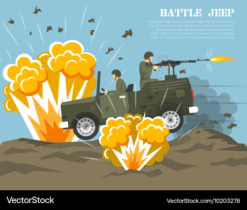 Military army battle environment flat poster Vector Image