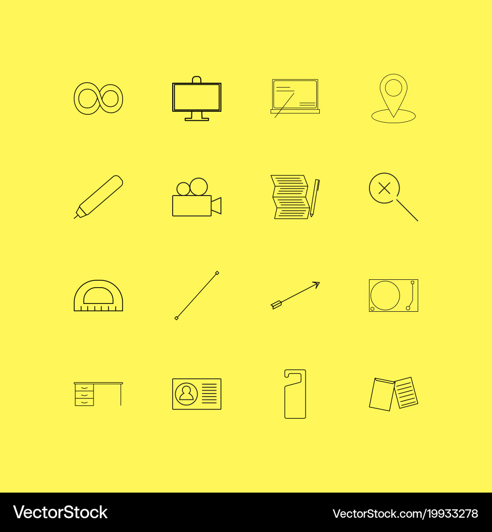 Office linear icon set simple outline icons vector image