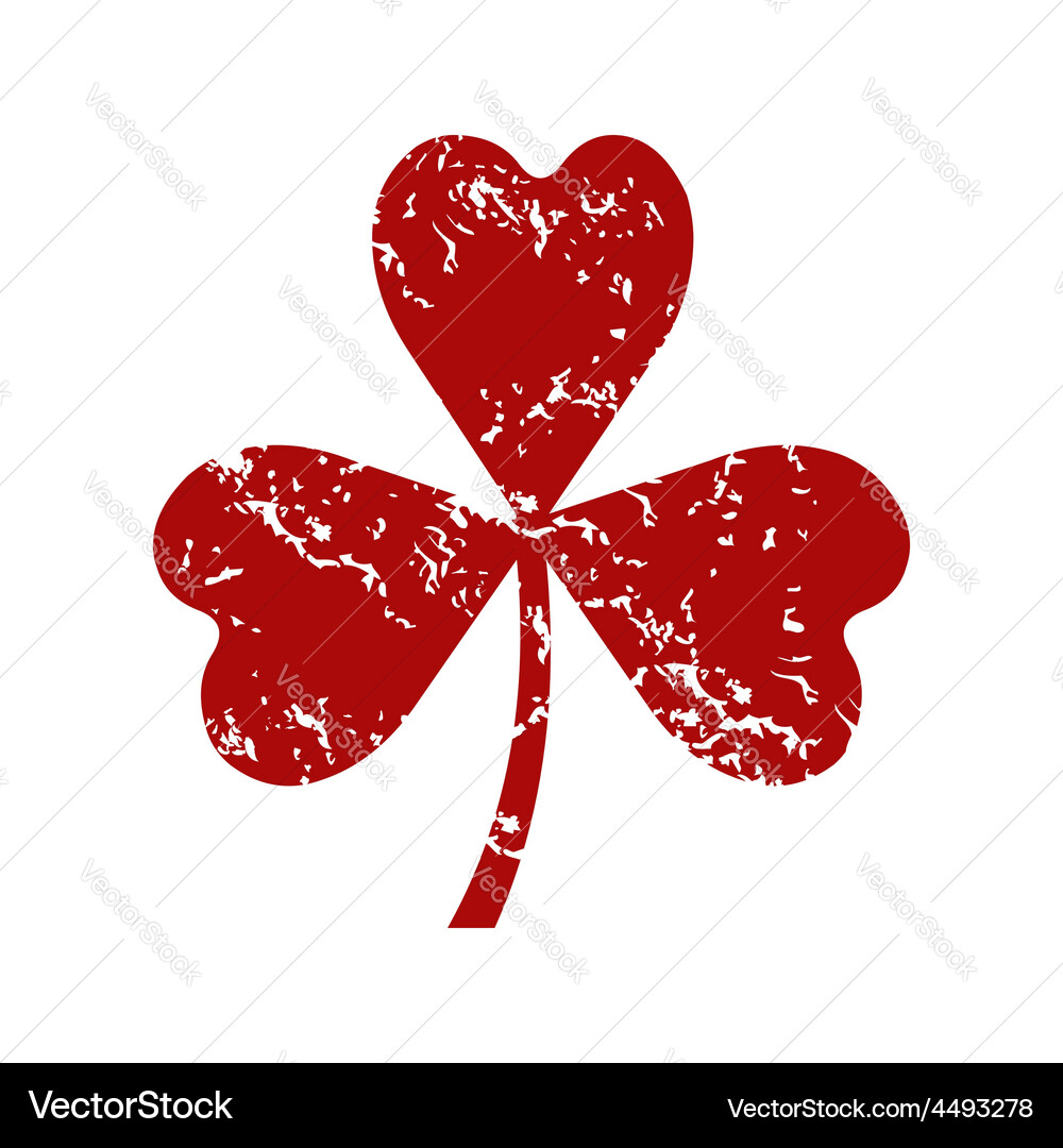 Red Grunge Shamrock Logo Vector Image