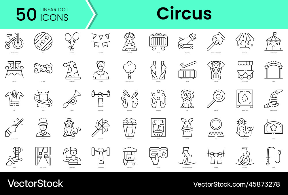 Set of circus icons line art style bundle Vector Image