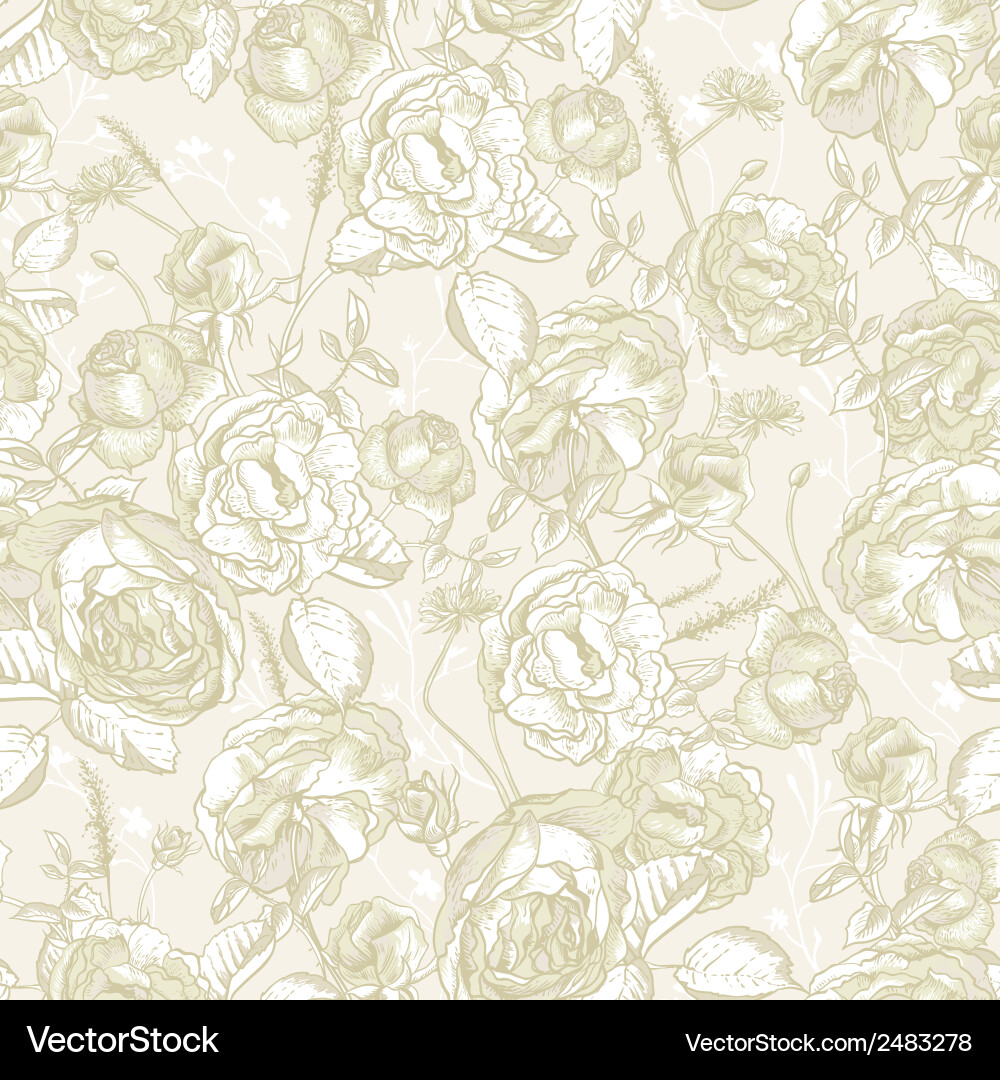 Vintage Roses Seamless Pattern Royalty Free Vector Image