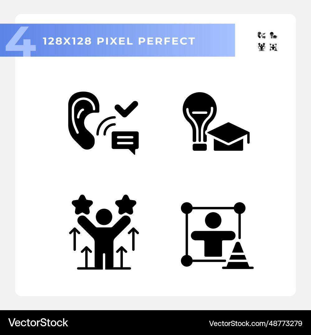 2d glyph style soft skills icons set 2d glyph style soft skills icons set Vector Image