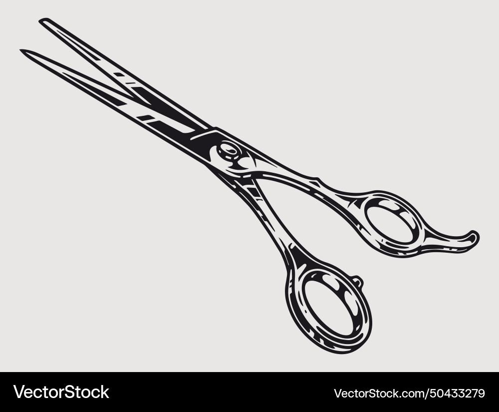 Barber scissors monochrome vintage label vector image