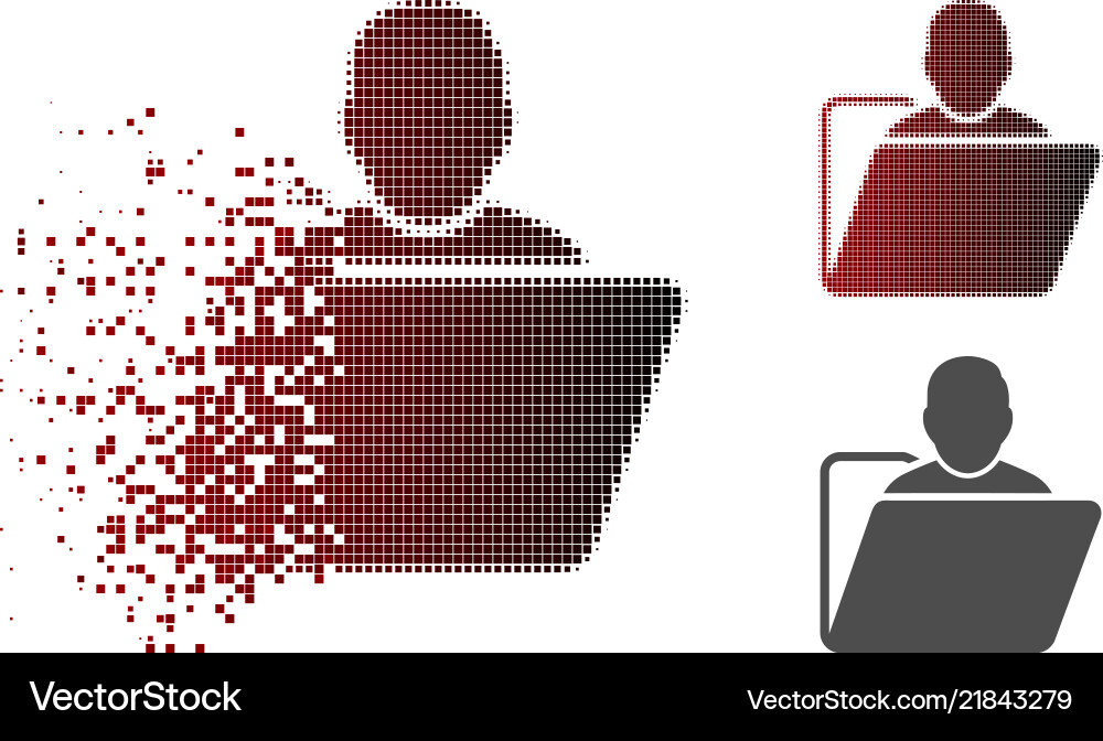 Broken dotted halftone user folder icon Vector Image