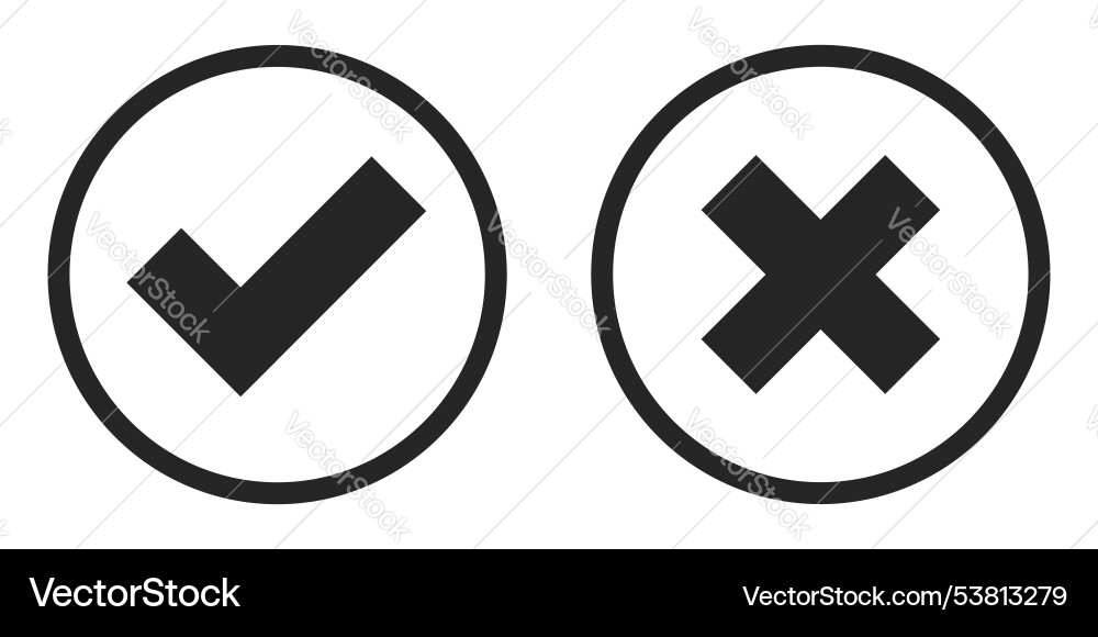 Dark check mark cross and tick icon design Vector Image