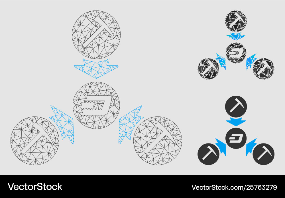 Dash mining pool mesh carcass model Dash mining pool mesh carcass model vector image