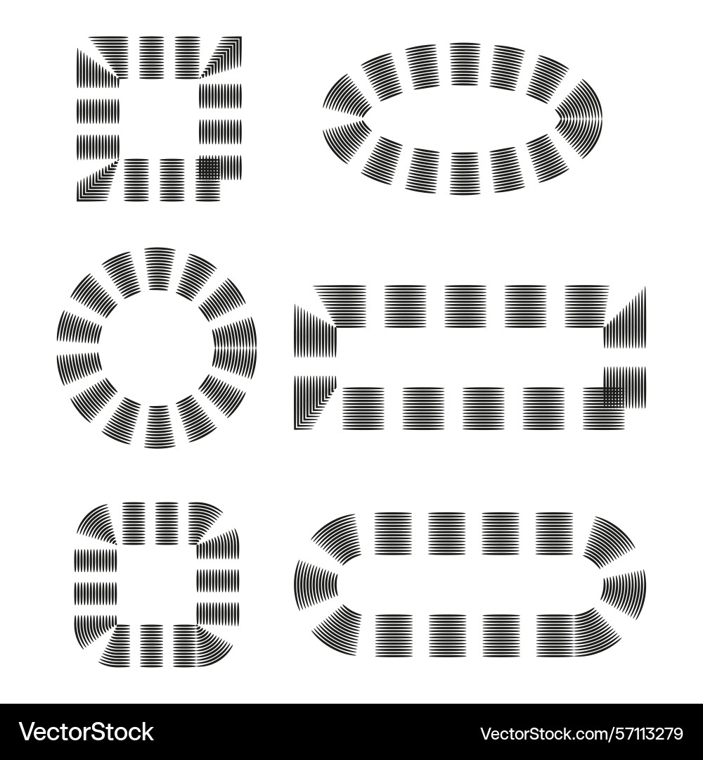 Dashed frame set rounded border editable outline Dashed frame set rounded border editable outline vector image