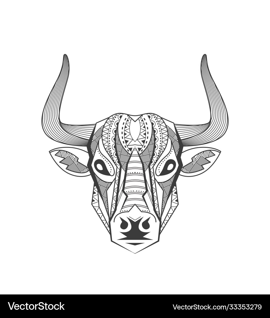 Detailed bull head art Detailed bull head art vector image