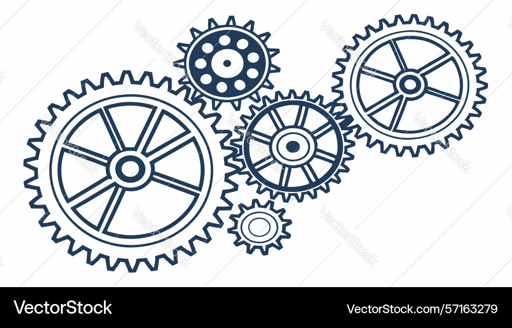 Detailed interlocking gears design generative ai Vector Image