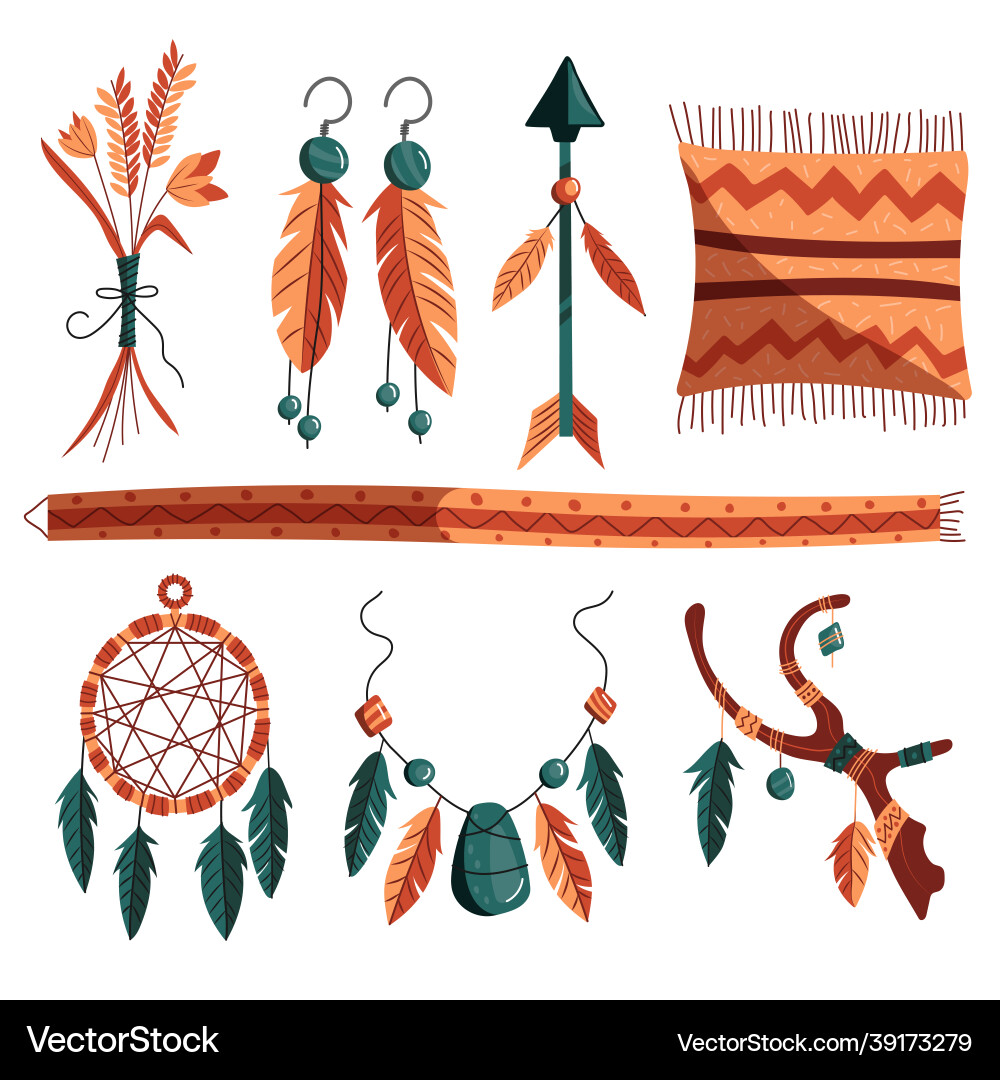Flat design boho element set Vector Image