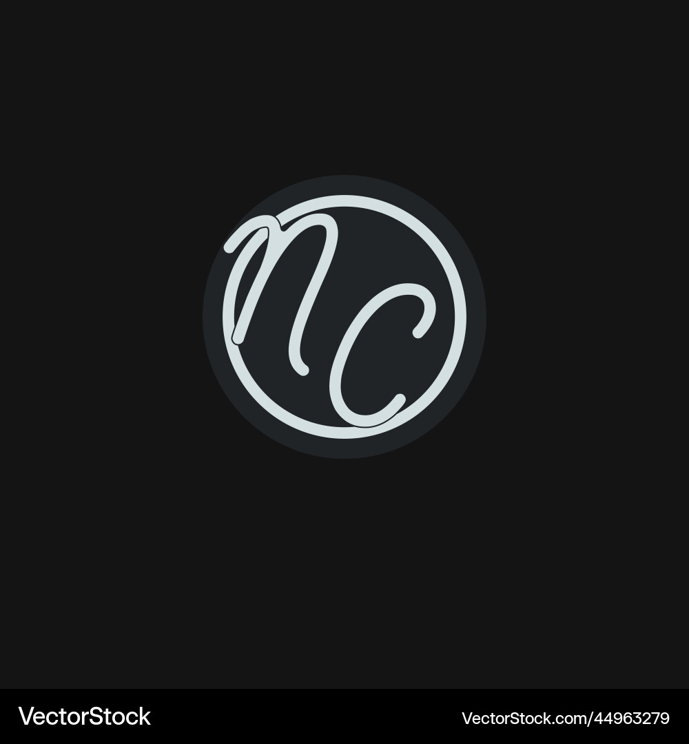 Initials nc logo monogram with simple circle line Vector Image