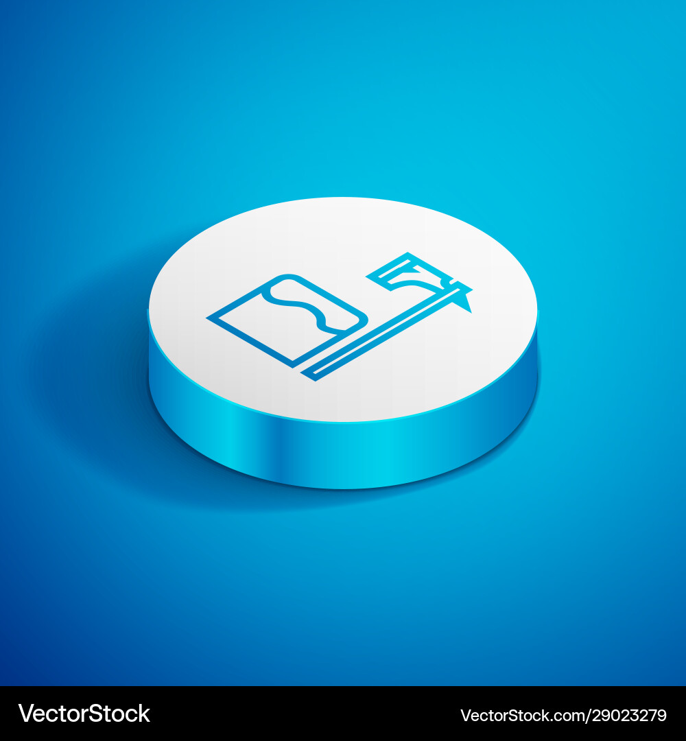 Isometric line executioner axe in tree block icon Isometric line executioner axe in tree block icon vector image