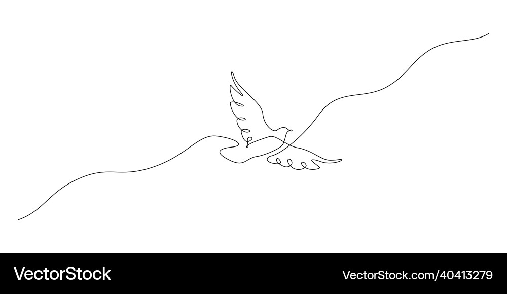 One continuous line drawing of flying up dove One continuous line drawing of flying up dove vector image
