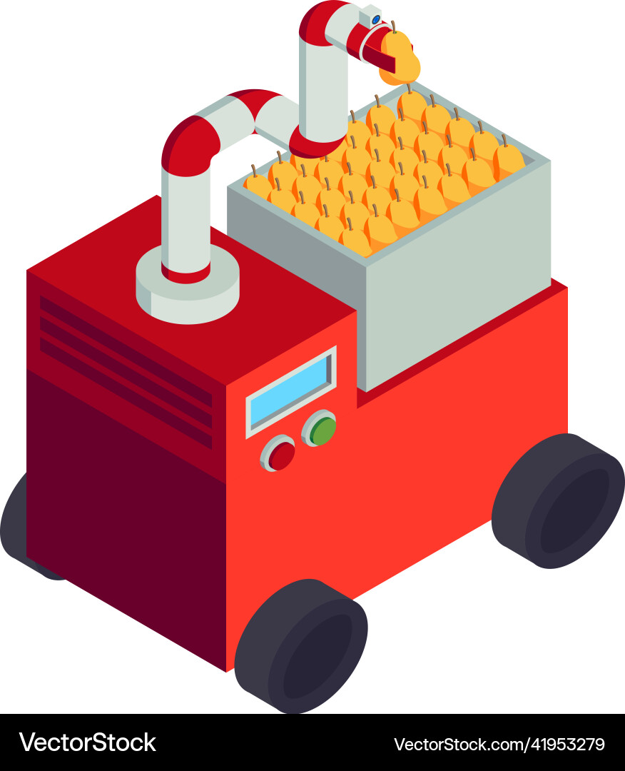Pear gathering robot composition vector image