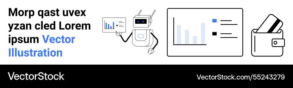 Robot presenting data analysis with graphs Robot presenting data analysis with graphs vector image