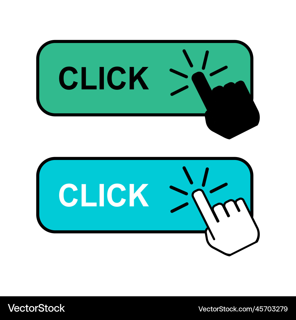Set of click here web button internet flat Set of click here web button internet flat vector image