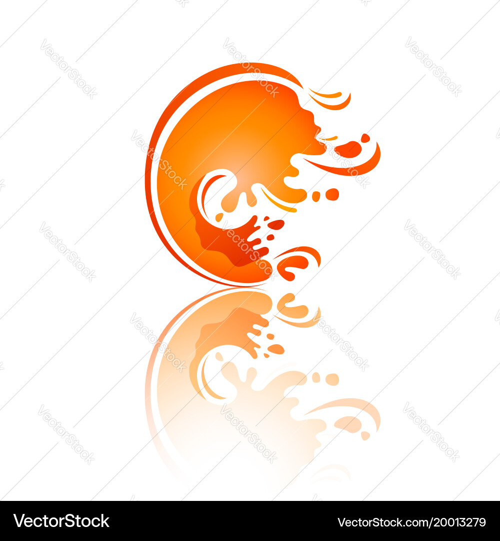 Splash color wave with reflection vector image