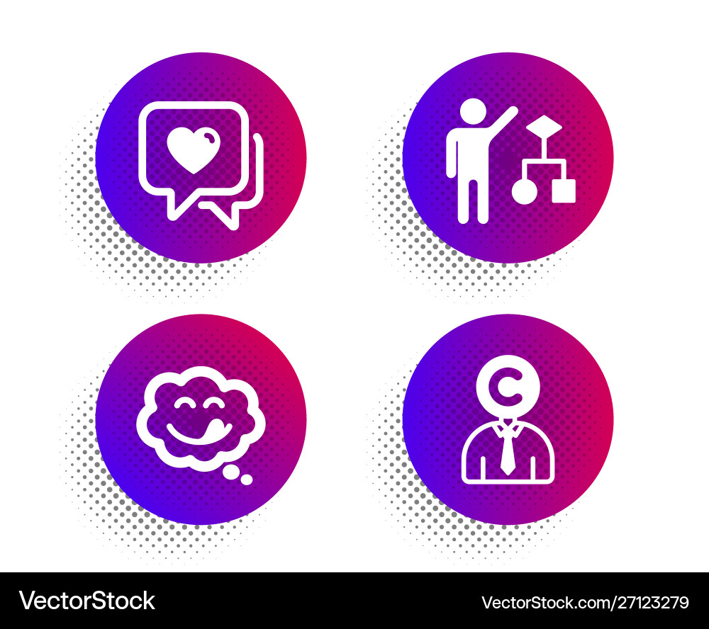 Yummy smile heart and algorithm icons set Yummy smile heart and algorithm icons set vector image