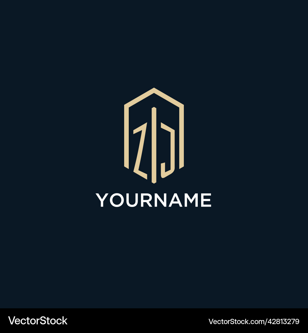 Zj initial monogram logo with hexagonal shape Zj initial monogram logo with hexagonal shape Vector Image