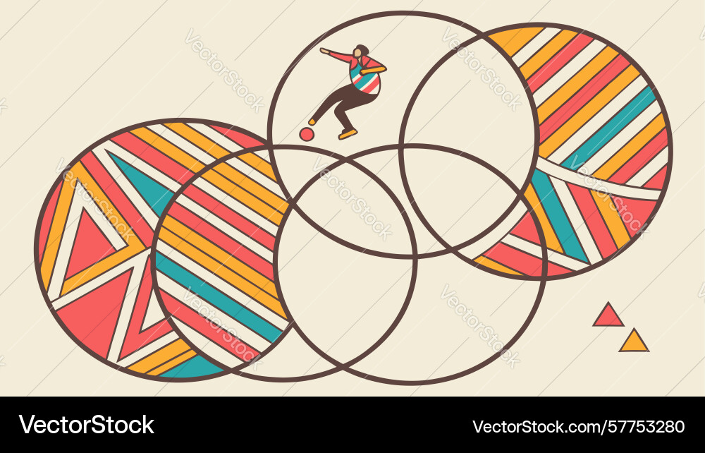 Abstract human figure interacting with dynamic vector image