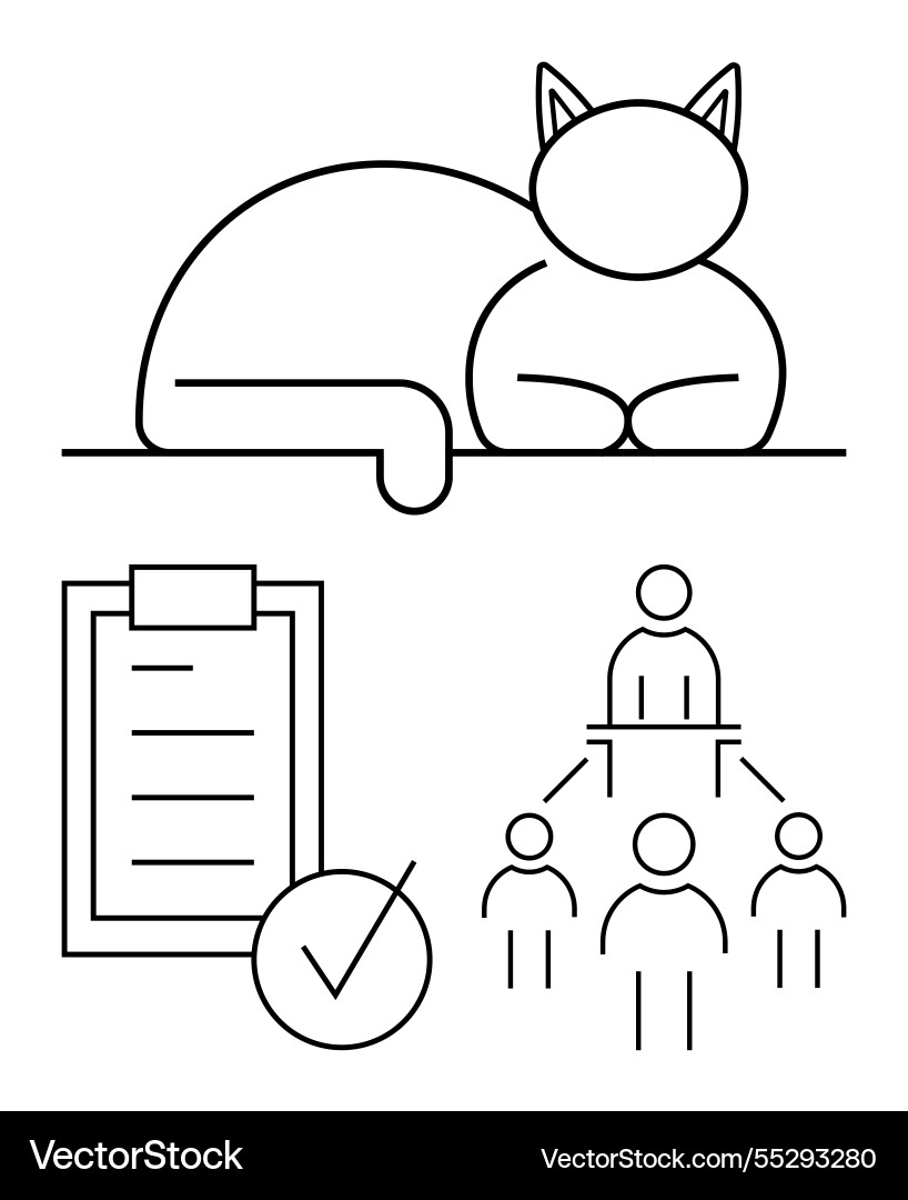 Cat resting checklist with tick mark Cat resting checklist with tick mark vector image