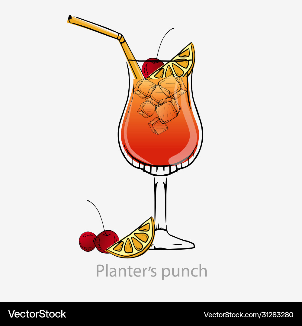 Cocktail-Pflanzenstempel dunkel orange Cocktail-Pflanzenstempel dunkel orange Vektorbild