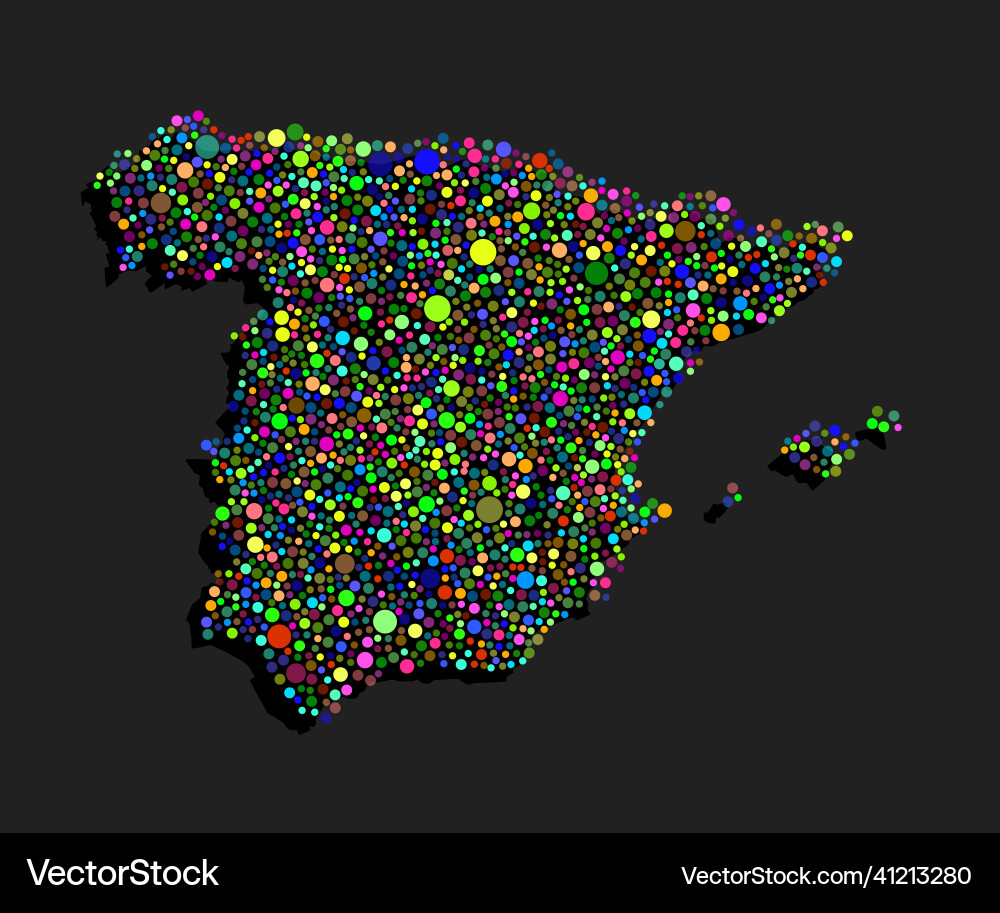 Creative map spain from random color dots Creative map spain from random color dots vector image