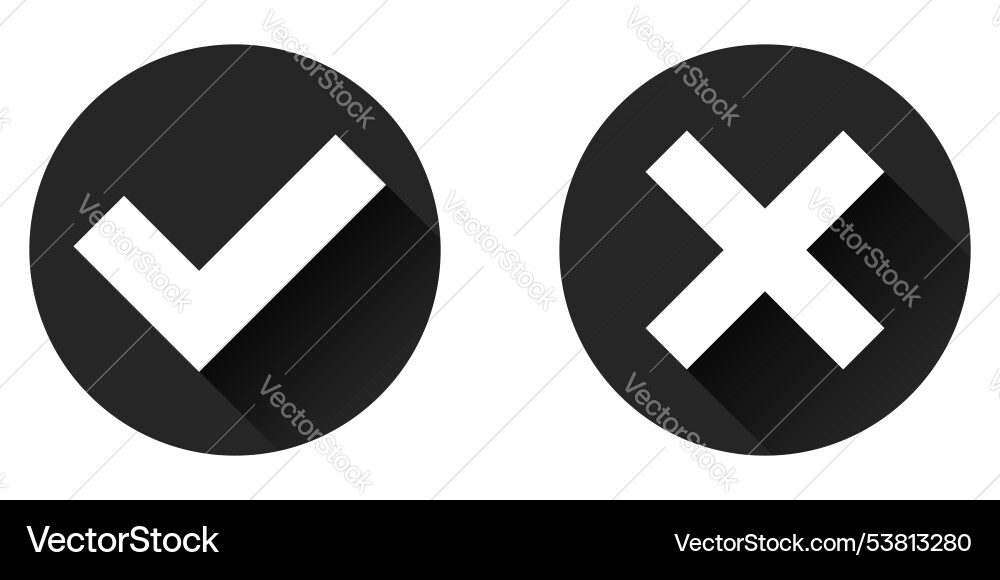 Dark check mark cross and tick icon design Vector Image