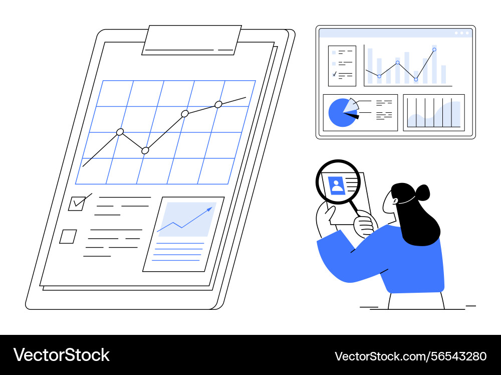 Data analysis and review with charts reports Data analysis and review with charts reports vector image