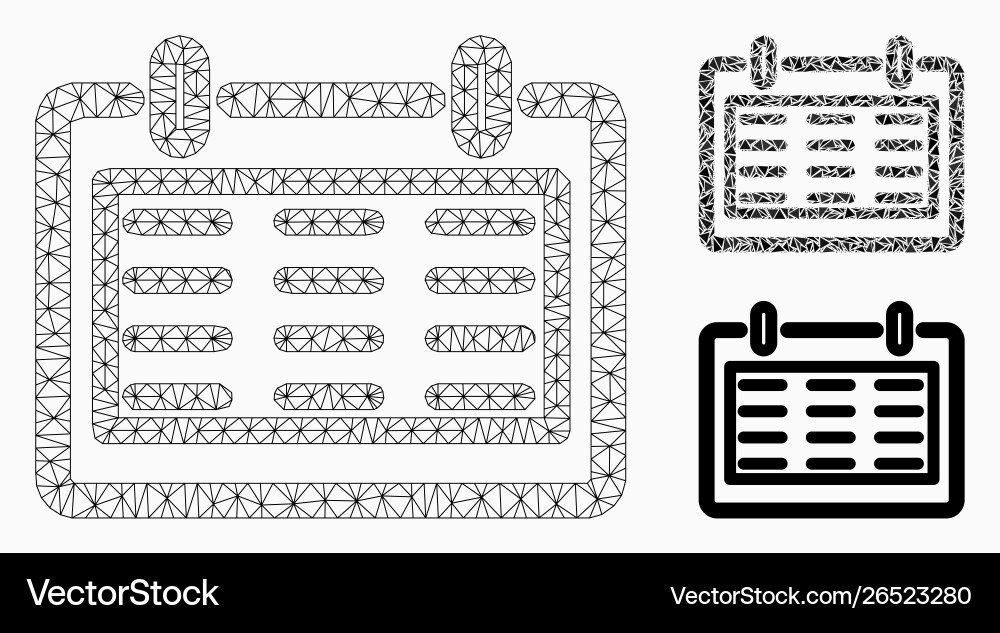 Day notebook mesh 2d model and triangle vector image