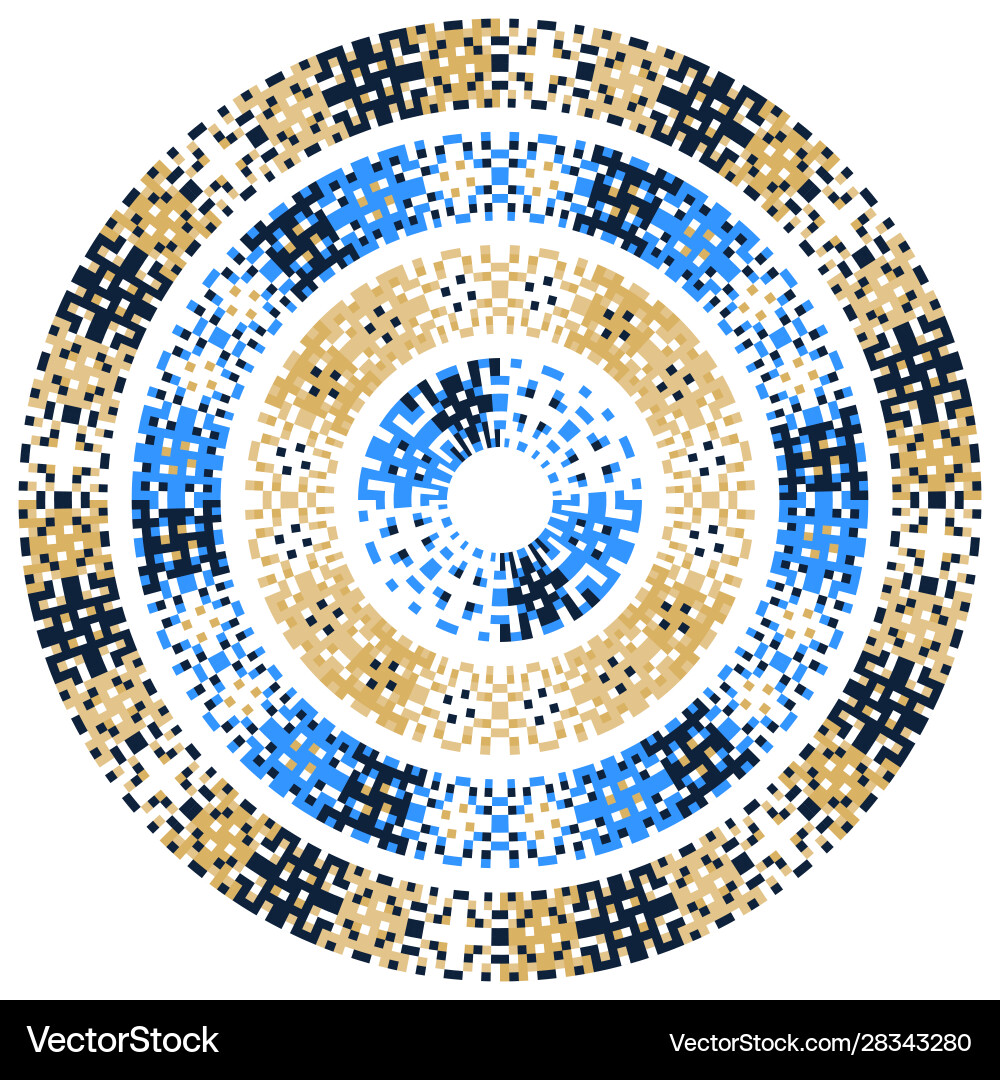 Digital pixels in circle form tiny squares Digital pixels in circle form tiny squares Vector Image