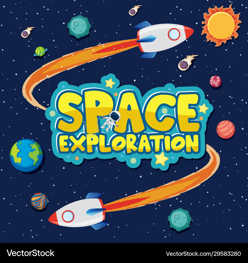 Galactic Space Background with Spaceship vector image