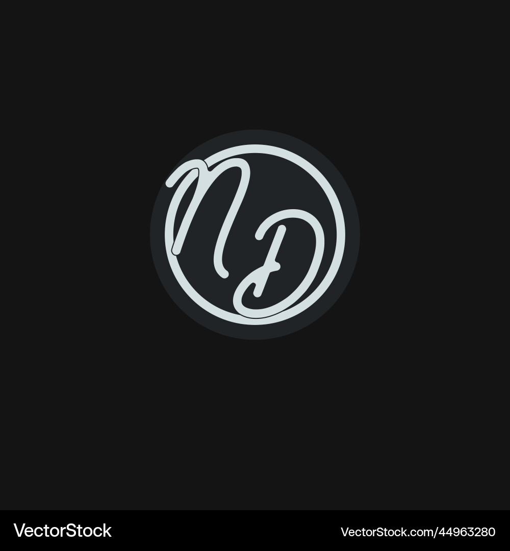 Initials nd logo monogram with simple circle line Initials nd logo monogram with simple circle line vector image