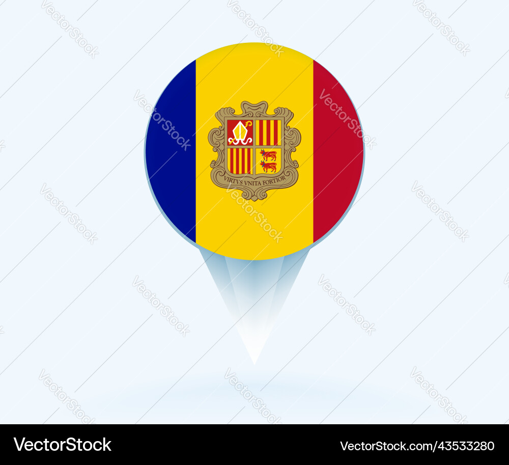 Map pointer with flag of andorra vector image