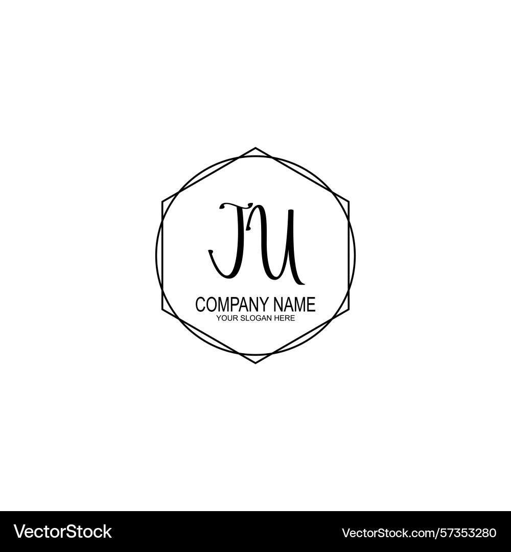 Minimalist handwritten ju initial logos with soft Vector Image