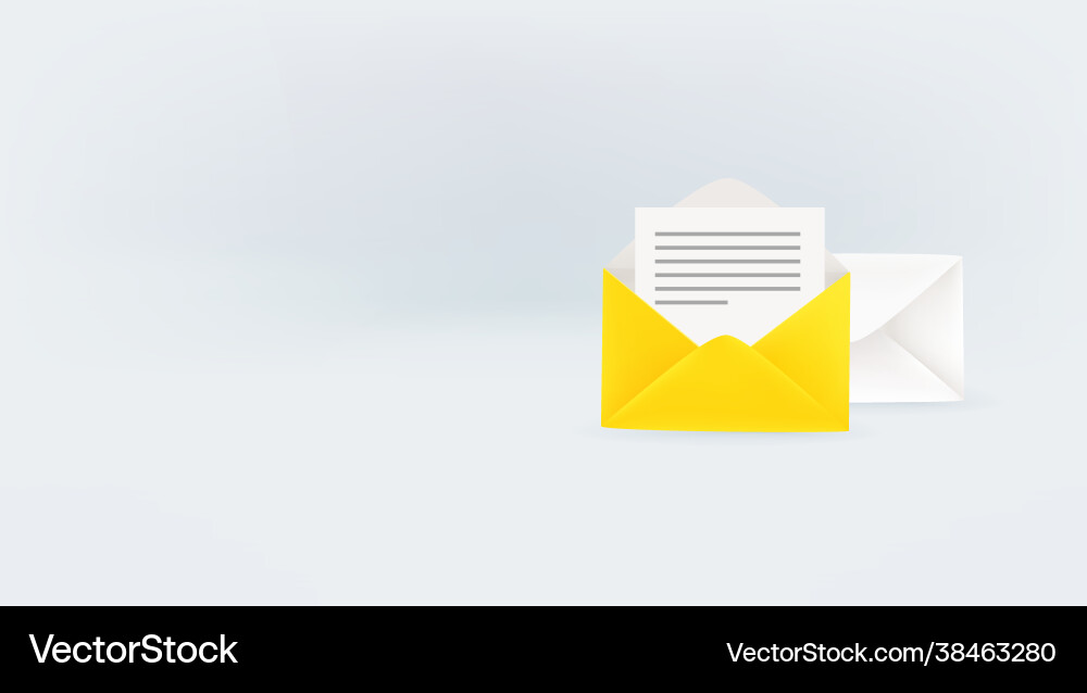 Open envelope with message banner copy space vector image