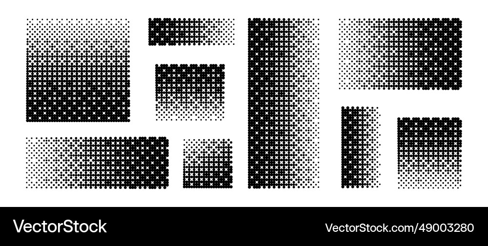 Pixelated gradient set dither element collection Vector Image